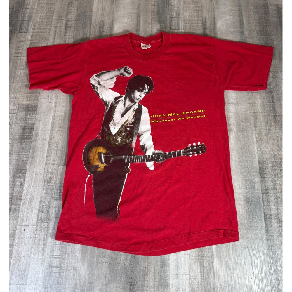 Vintage 1992 John Mellencamp Whenever We Wanted Tour Shirt Red Murina USA Large